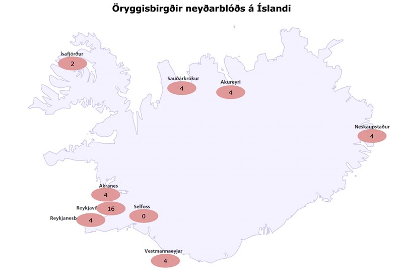 Neyðrarblóð eftir Landshlutum